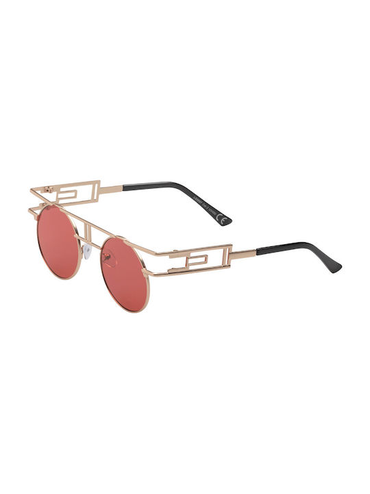 Sunglasses with Gold Metal Frame and Red Lens 01-9897-Silver-Cherry