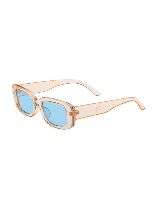 Women's Sunglasses with Beige Plastic Frame and Light Blue Lens 02-3214-6-2