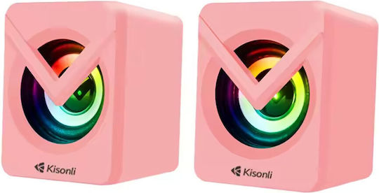 Kisonli L-1040 2.0 Speakers with RGB 2.5W Pink