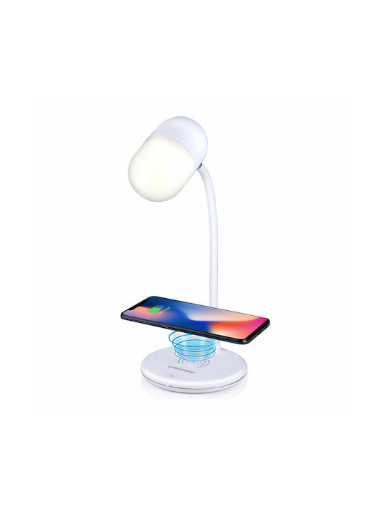 Grundig Plastic Table Lamp LED with White Shade and Base