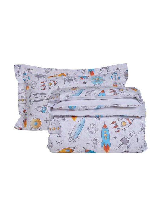 Das Home Space Rocket Set Kids Duvet Cover Single with Pillowcase Yellow-grey-blue 160x240cm