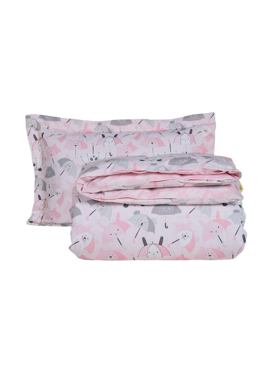 Das Home Umbrella Panta Set Kids Duvet Cover Single with Pillowcase Pink-white-grey 160x240cm