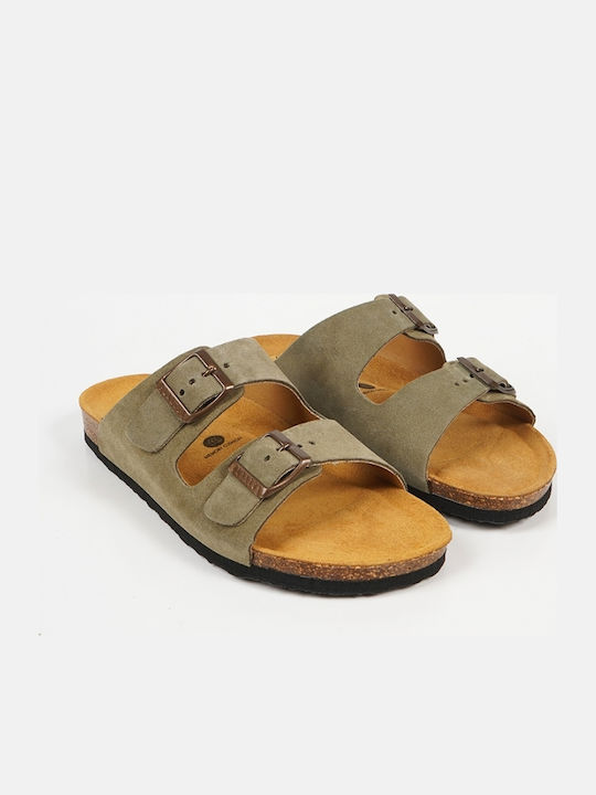Plakton Δερμάτινα Ανατομικά Σανδάλια Afelpado Khaki