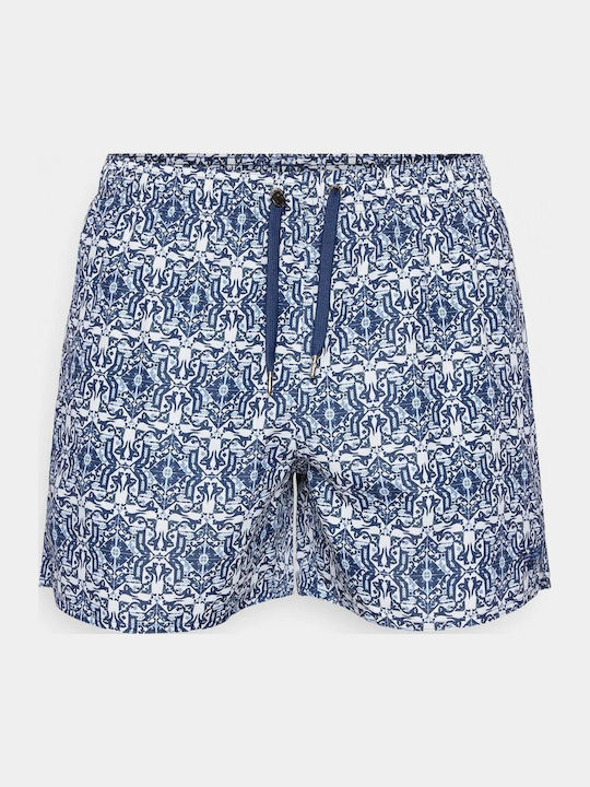 Men's Swimwear Shorts Blue Navy with Patterns
