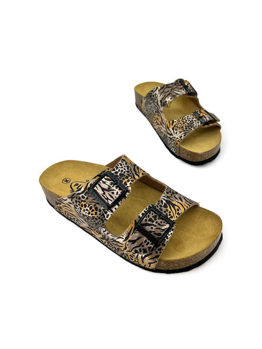 Plakton Leather Women's Sandals Tiger Multicolor Animal Print