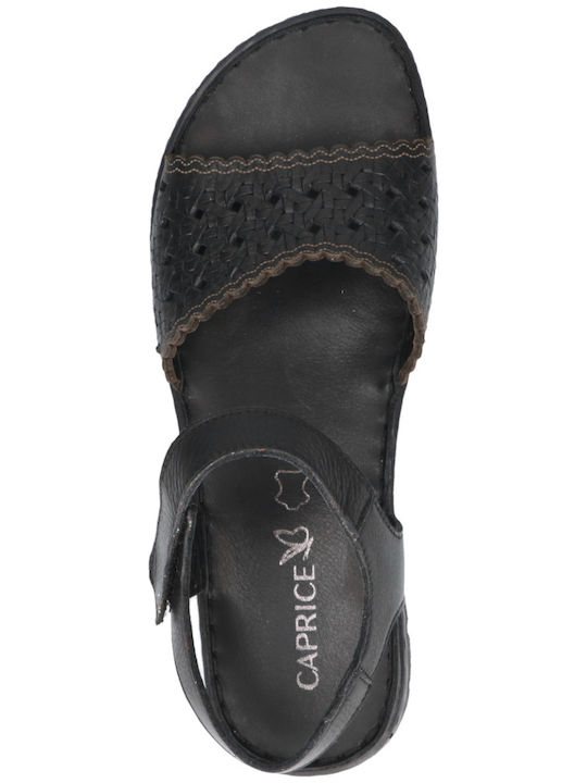 Leather Women's Flat Sandals Anatomic in Black Color