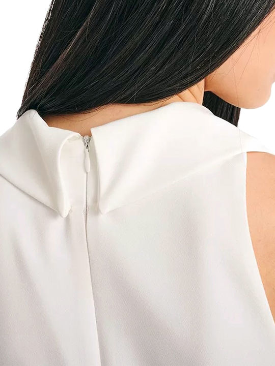 Καλοκαιρινό Midi Φόρεμα Αμάνικο Off White