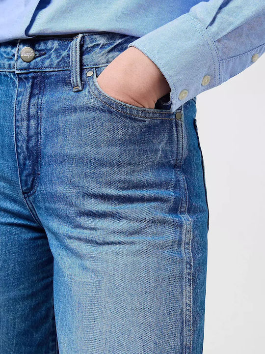 Damen Stoff Hose in Weitem Schnitt Blau