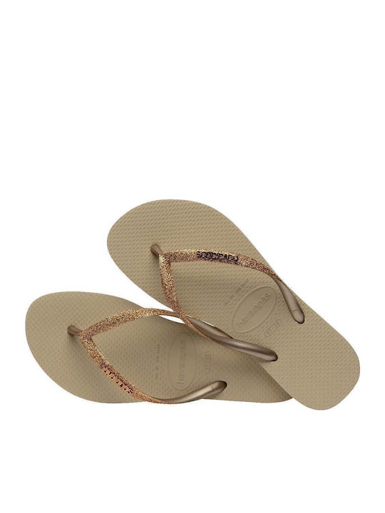 Slim Glitter II Flip Flops Sand/Golden Light Metalico