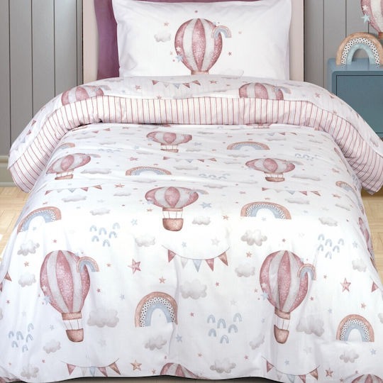 Greenwich Polo Club 8841 Set Kids Duvet Cover Single with Pillowcase Nude, White, Pink 160x240cm
