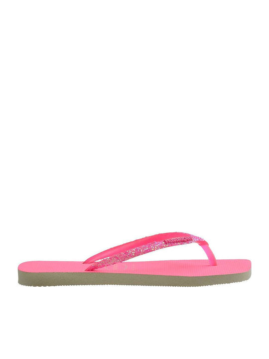 Square Glitter Neon Șlapi în Culoare Bej