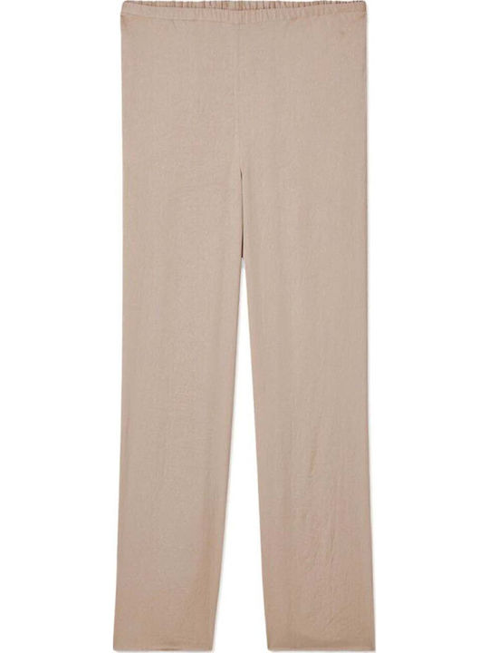 Дамско Текстил Панталон Бежов