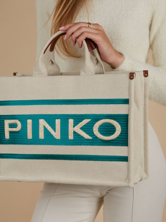 Pinko Γυναικεία Τσάντα Shopper Ώμου Λευκή