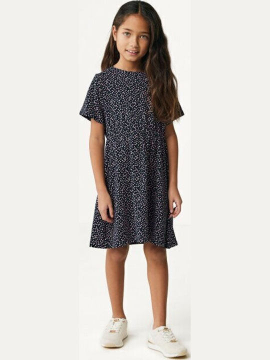 Children's Dress Short Sleeve Polka Dot Blue-pink