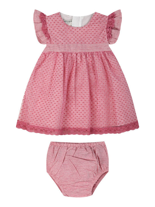 Kinderkleid Langärmeliges Tüll Set aus 2 Mit Slip Beige