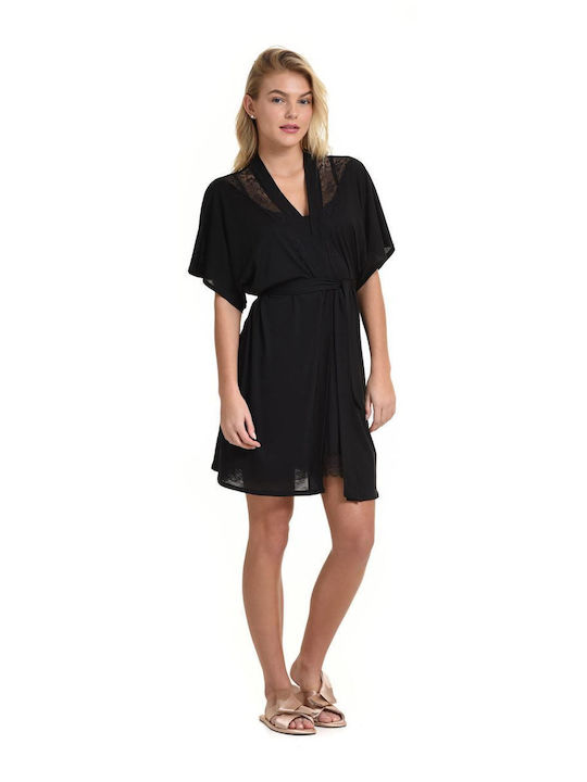 Halat Infinity Robe pentru femei Miss Rosy Negru