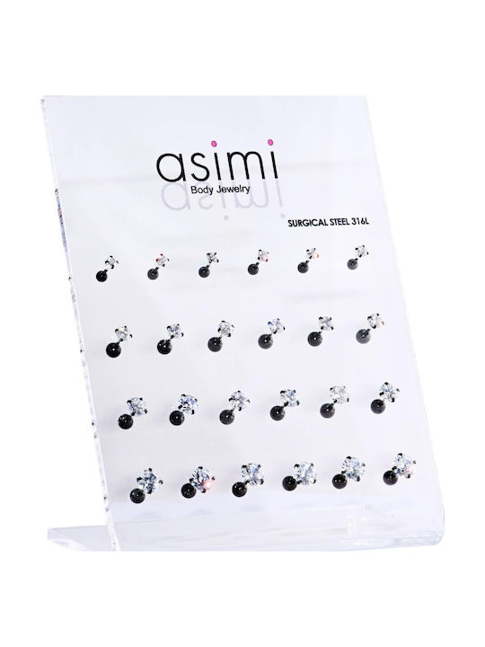 Σκουλαρικι Μαυρος Tragus Ζιρκον Surgical Steel 316l 3-4-5-6 Μμ