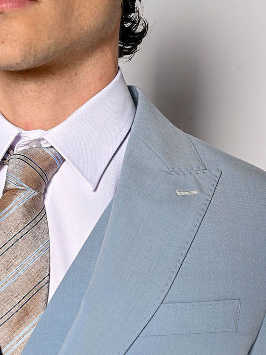 Men's Summer Suit with Vest Slim Fit Sky Blue