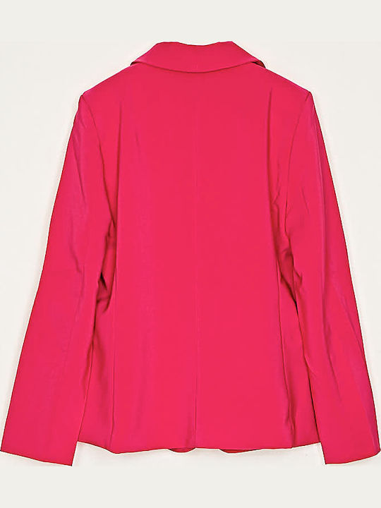 Cuca Damen Krepp Mittellang Blazer Fuchsia
