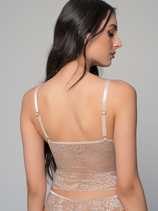 Women's T-Shirt with Spaghetti Strap Sand - Beige