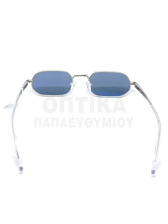 The Glass of Brixton Unisex Sonnenbrille mit Silber Metall Gestell und Blau Linse