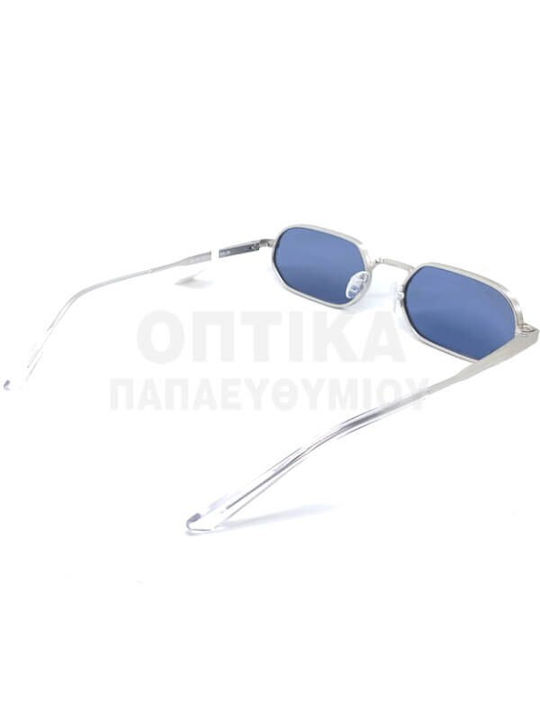 The Glass of Brixton Unisex Sonnenbrille mit Silber Metall Gestell und Blau Linse