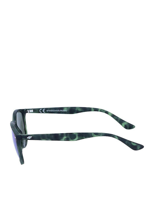 4F Unisex Sonnenbrille mit Gray Kunststoff Gestell und Grün Spiegel Linse 4FWSS24ASUNU043-41S