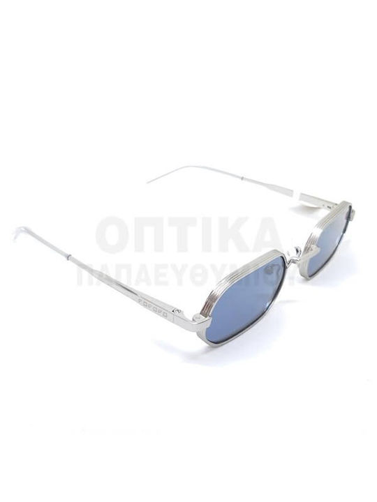 The Glass of Brixton Unisex Sonnenbrille mit Silber Metall Gestell und Blau Linse
