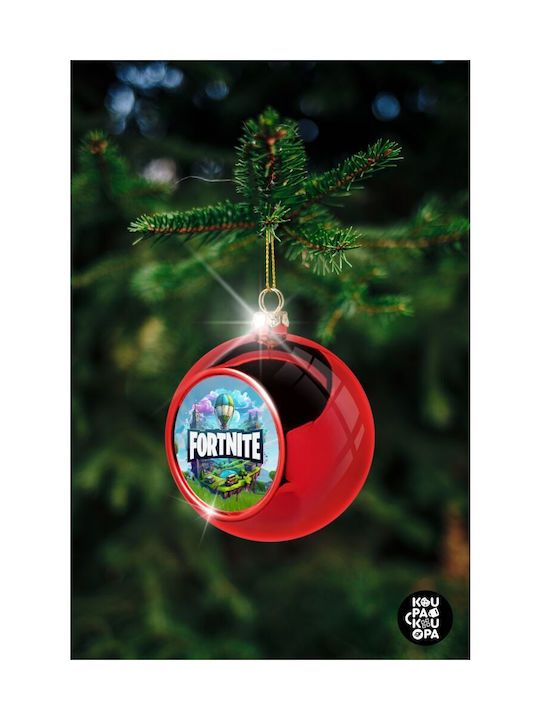 Fortnite Land Christmas Hanging Ball Ornament Plastic Red With Gold Dust With Beads Red