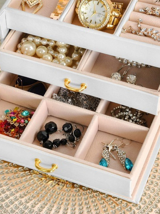Jewellery Box Made of Faux Leather with White Mirror 17.5x13.8x13.5cm