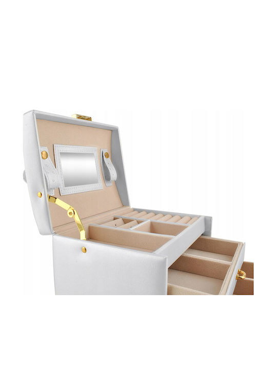 Jewellery Box Made of Faux Leather with White Mirror 17.5x13.8x13.5cm