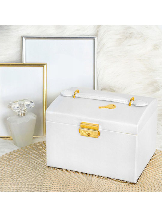 Jewellery Box Made of Faux Leather with White Mirror 17.5x13.8x13.5cm