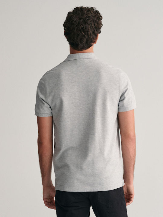 Shield Pique Polo Short Sleeve Blouse Grey Melange