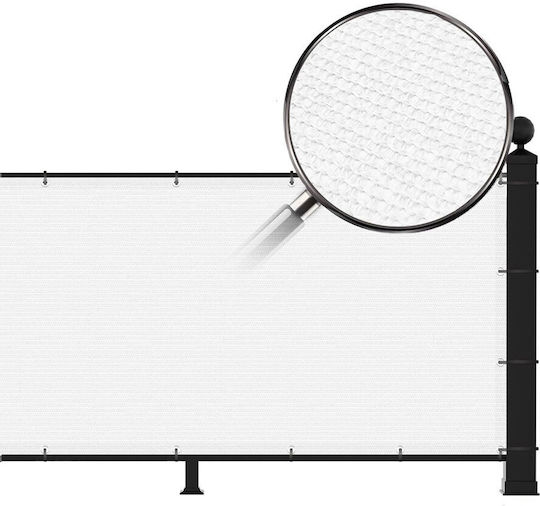 Grasher Rechteckig Schattentrennwand Weiß Mit Hoop 1.2x6m 160gr/m²