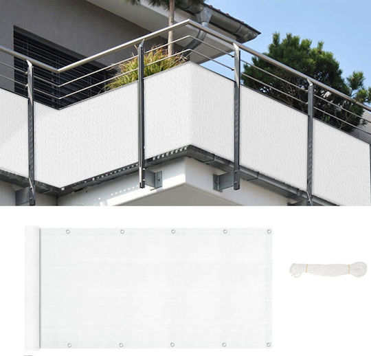 Grasher Rechteckig Schattentrennwand Weiß Mit Hoop 1.2x6m 160gr/m²