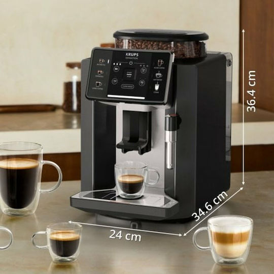 Krups Sensation Automatic Espresso Coffee Machine 1450W Pressure 15bar with Grinding Burrs Black EA910A10