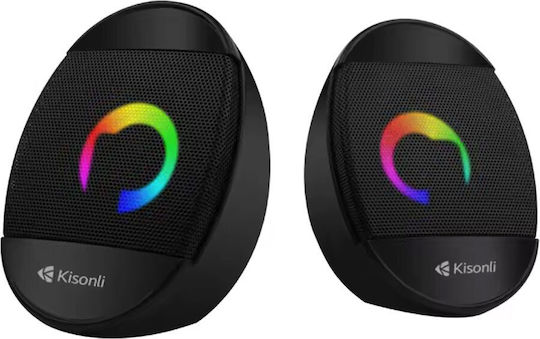 Kisonli L-7070 2.0 Speakers with RGB 3W Black