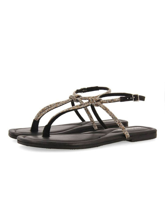 Leather Women's Sandals in Black Color 71726