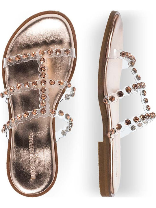Flache Sandalen für Damen in Gold Farbe