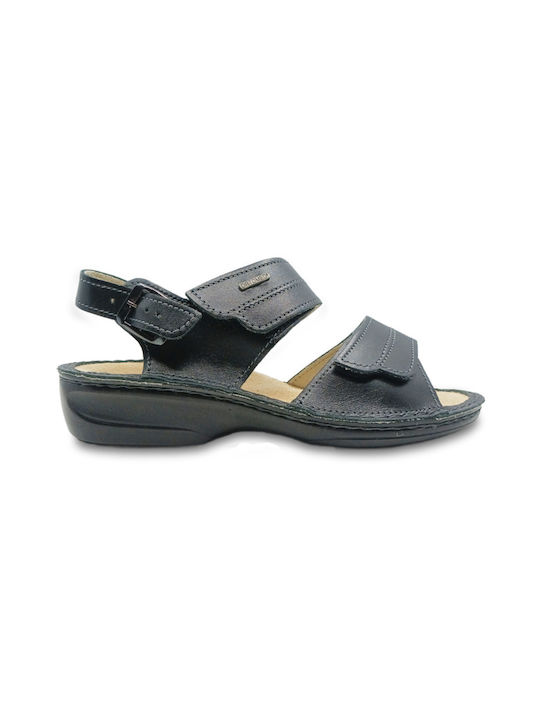 OrtoMed Leather Women's Flat Sandals Anatomic in Black Color