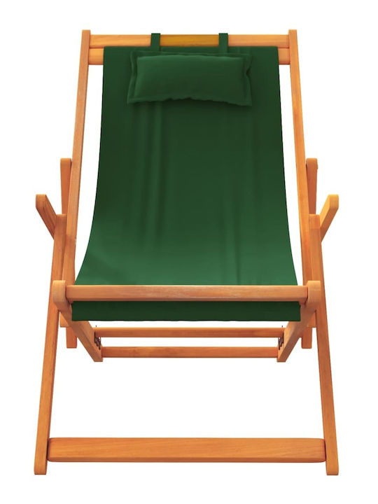 Sezlonguri Din Lemn Cu Material Textil Verde 2 Bucăți 60x112x95cm