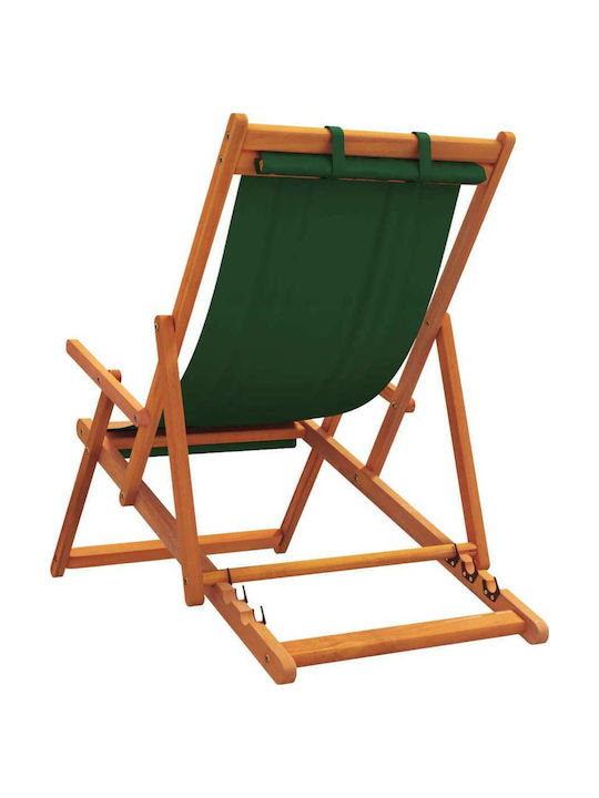 Sezlonguri Din Lemn Cu Material Textil Verde 2 Bucăți 60x112x95cm