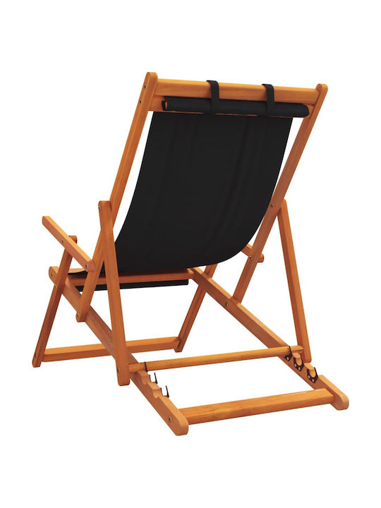 Liegestühle Holz mit Schwarz Stoff 2Stück 60x112x81cm