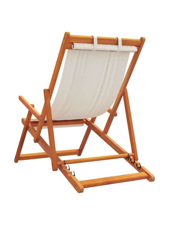 Deckchairs Wooden with Beige Fabric 2pcs 60x112x81cm