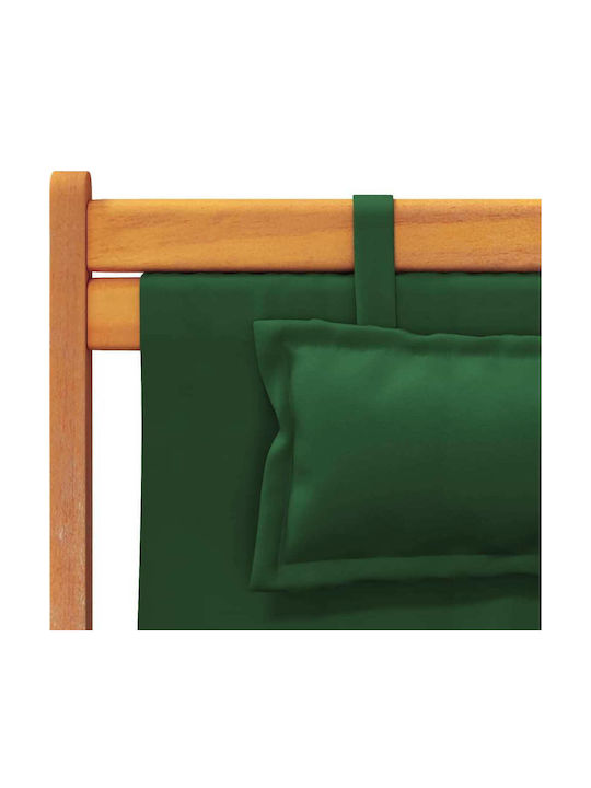 Sezlonguri Din Lemn Cu Material Textil Verde 2 Bucăți 60x112x95cm