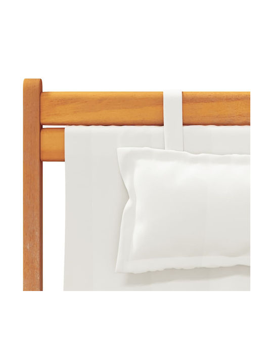 Deckchairs Wooden with Beige Fabric 2pcs 60x112x81cm
