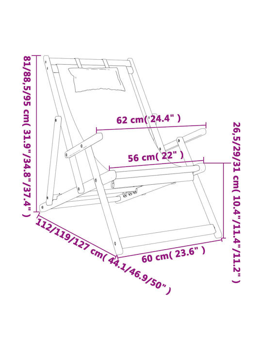 Deckchairs Wooden with Beige Fabric 2pcs 60x112x81cm