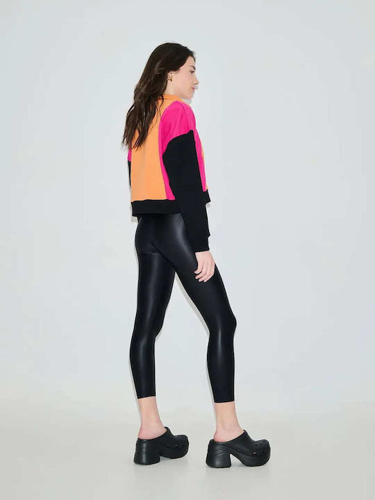 Lynn Women's Cropped Everyday Legging Shiny & High Waisted Black