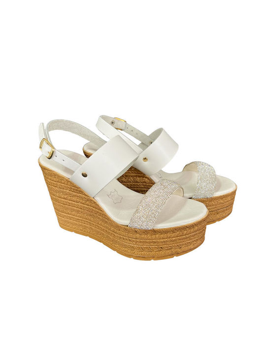 Gkavogiannis Sandals Women's Leather Platform Shoes White