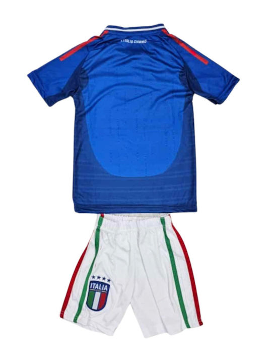 Kids' Italy National Home Soccer Kit Euro2024 Balón De Oro Blue Unisex Fj78